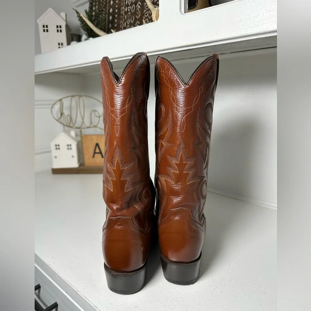 Dan Post Cowboy Boots Men’s 7.5D, Women 9 Vintage Brown Leather Western Classic - Picture 6 of 9